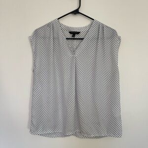 Banana Republic Tank Blouse White with Black Tiny Polkadots
